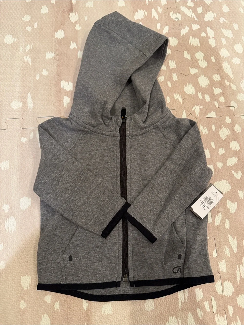 BabyGap GapFit Baby Zip Hoodie 6-12M Gray Black NWT